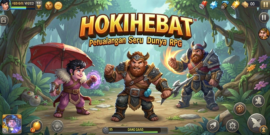 Tampilan gameplay seru HOKIHEBAT yang penuh aksi RPG.