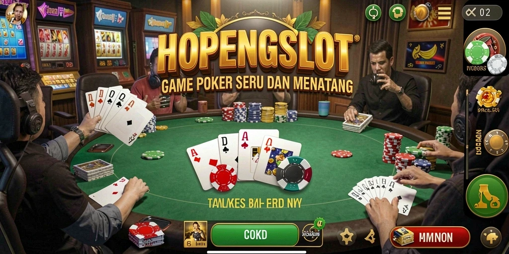 Tampilan utama HOPENGSLOT dengan gameplay Poker yang menegangkan.