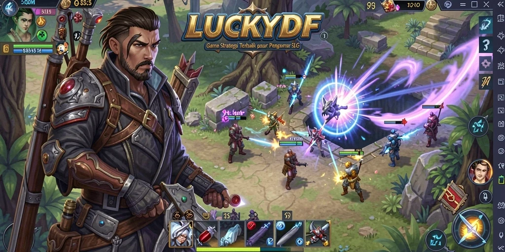 Tampilan gameplay menarik di LUCKYDF dengan strategi SLG yang mendebarkan.