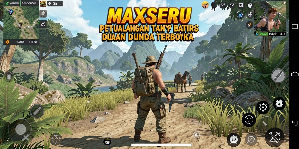 Gameplay <strong>MAXSERU</strong> yang menampilkan dunia terbuka yang luas dan interaktif.