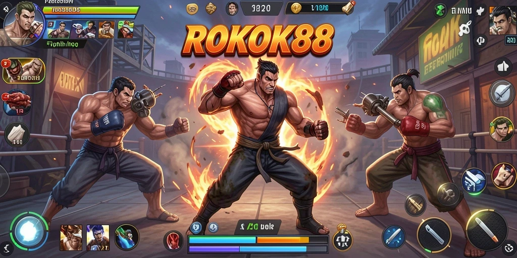 Gameplay ROKOK88 yang seru dalam pertarungan Fighting.