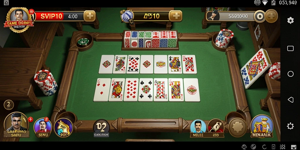 Screenshot gameplay SVIP10 yang menunjukkan momen seru bermain domino.